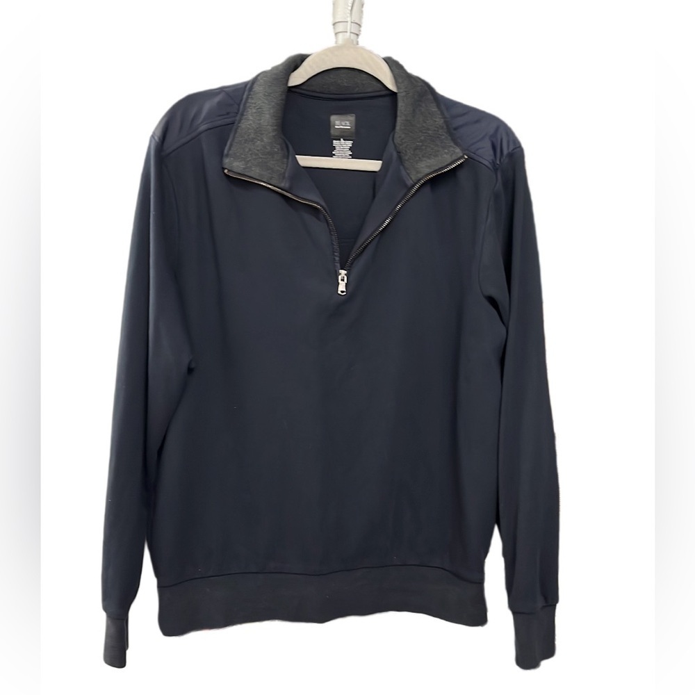 Men's Black Saks Fifth Avenue Navy Zip Sweatshirt Size Large